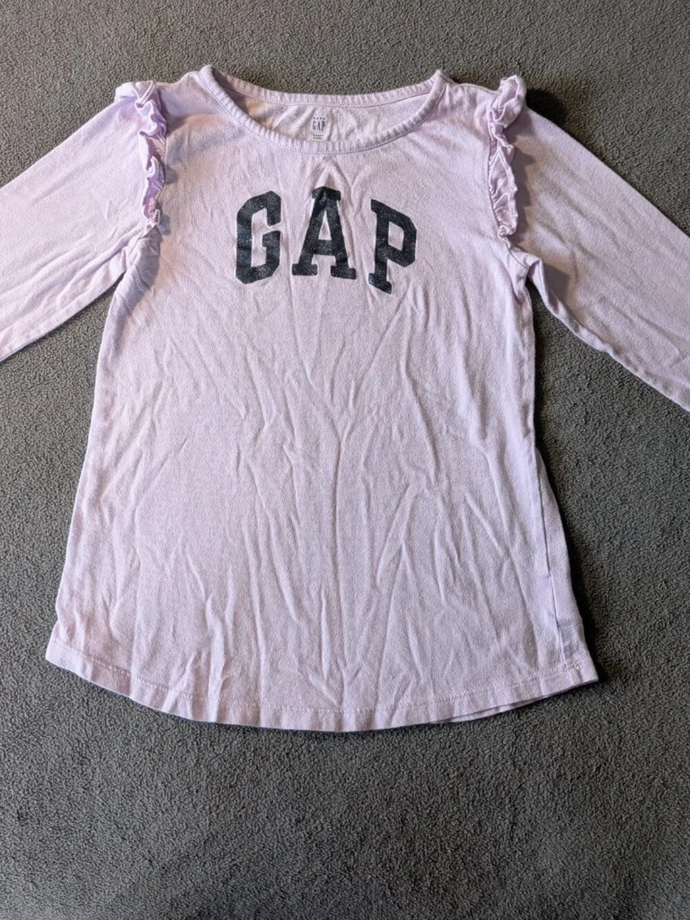 Gap Kids Girls Bundle 2pc Lilac Logo Top Size 5 Pink Ruffle Top Size S